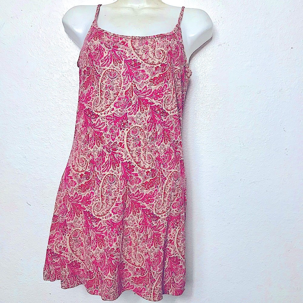 Ann Taylor Paisley Tank Shirt Dress Barbiecore Size 2